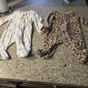Brown and White Footies Cozy One Pieces